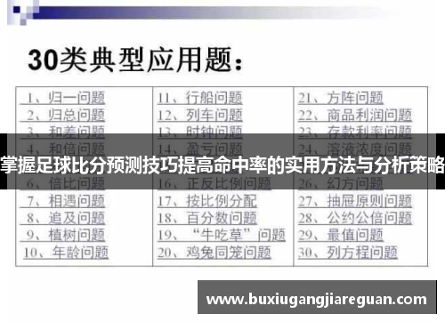 掌握足球比分预测技巧提高命中率的实用方法与分析策略